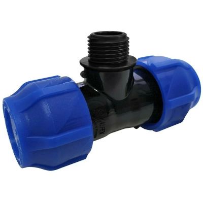 Тройник компрессионный с наружной резьбой 20x1/2′′, Valfex, Россия
