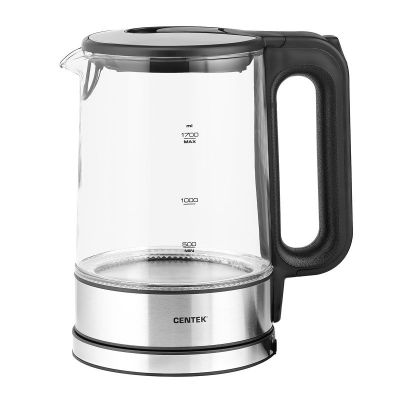 Электрочайник CENTEK CT- 0032 стекло, 2200 Вт, 1,7 л, черный