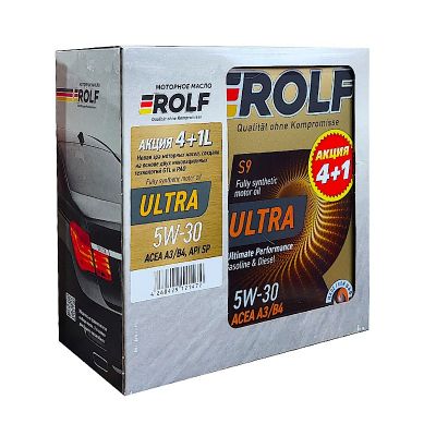 Масло моторное ROLF Ultra A3/B4 SAE 5W30, 4 л, API SP, синтетическое, (двиг. бензиновый, дизельный), (набор 4л+1л)***