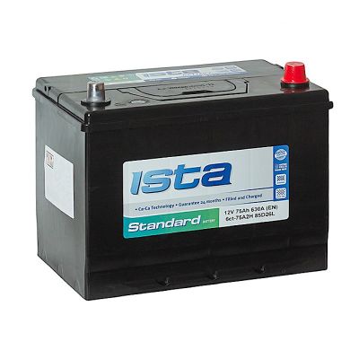 Аккумулятор 6СТ-75L R+ "ISTA Standart" зал., обр.поляр., япон.ст., толст. клем., ниж. крепл. (85D26L) (Турция) (иста)