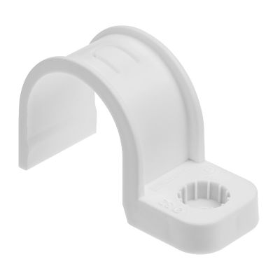 Крепеж-скоба для трубы 32 мм TDM (SQ0405-6014) односторонняя для прямого монтажа / под пистолет белая (25 шт)