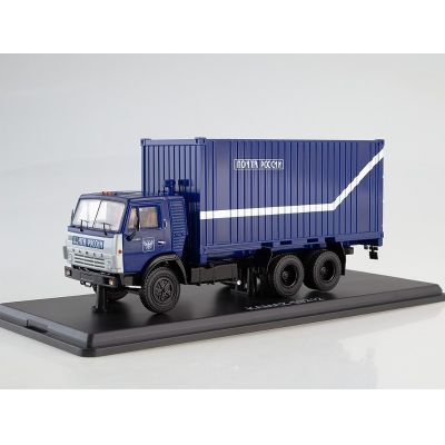 777.SSM1282 Масштабная модель КАМАЗ-53212 с 20-фут контейнером Почта России в твердой упаковке