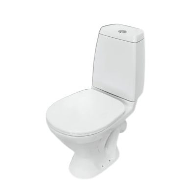 Унитаз-компакт  КАМА - Стандарт, WC.CC/Kama/1-P/WHT.G/S1, косой выпуск, однорежимная арматура, нижний  подвод, сиденье