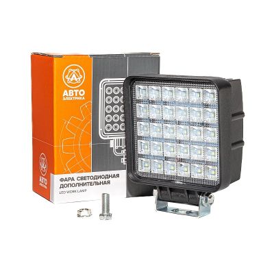 Фара светодиодная (12/24В.) (AE90S-30LED-65PC) 30 с/д, квадратная, рассеиваемый свет, пылевлагозащищенная, алюмин. корпус, OFF-Road 90W, 30 светодиодов