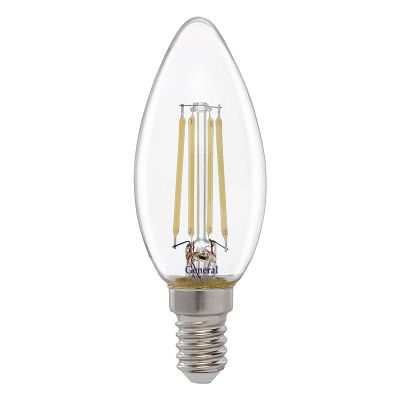Лампа светодиодная филаментная F-LED General C35 (свеча) 12 Вт E27 4500К 930 Лм прозрачная 220в (661002)