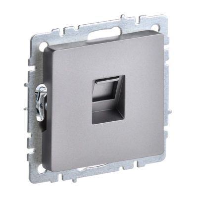 Розетка BRITE RJ45 компьютерная РК10-БрС (без рамки) сталь IEK (BR-K10-1-K46)