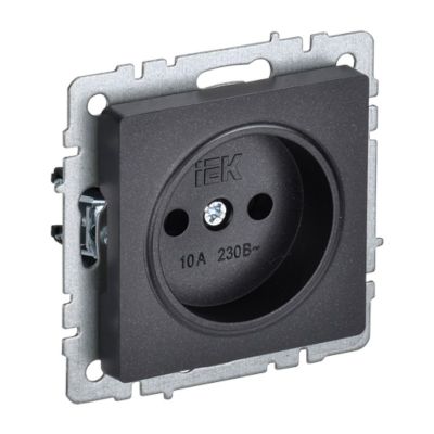 Розетка BRITE 1-я без з/к 10А РС10-1-0-БрЧ черный (без рамки) IEK (BR-R10-10-K02)