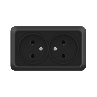 Розетка "ОЛИМП" (2215) 2-ая черная УНИВЕРСАЛ 