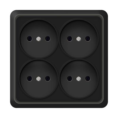 Розетка "ОЛИМП" (2220) 4-ая квадратная черная УНИВЕРСАЛ 