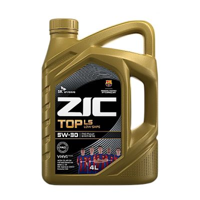 Масло моторное ZIC TOP LS, C3 SAE 5W30, 4 л, API SN, синтетическое