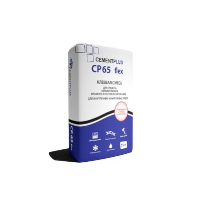 Клей плиточный Цемент плюс "СР 65 flex", 25 кг, Россия