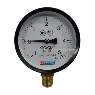 Мановакуумметр ДМ 02-100-1-М, -1-+5 кгс/см², класс 1,5, М20x1,5, Ø100