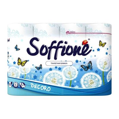 Туалетная бумага "Soffione Decoro" 2-х слойная (1упак.-12рул.) цв.в ассортименте