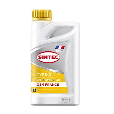 Антифриз Sintec OEM FRANCE TYPE-D желтый 1кг (вес брутто) (ООО"Обнинскоргсинтез") (синтек)