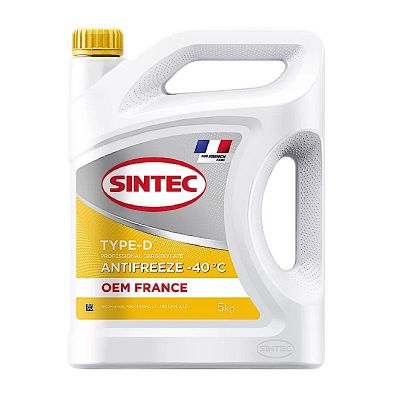 Антифриз Sintec OEM FRANCE TYPE-D желтый 5кг (вес брутто) (ООО"Обнинскоргсинтез") (синтек)