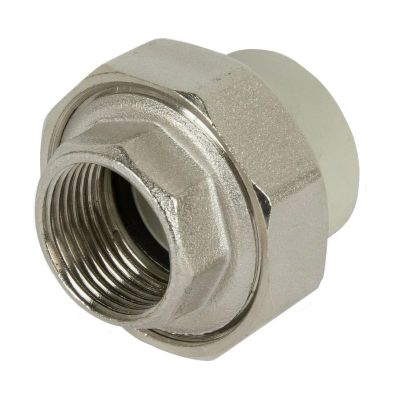 Муфта комбинированная разъемная PP-R D=20 мм x 1/2" ВР, серый, Pro Aqua