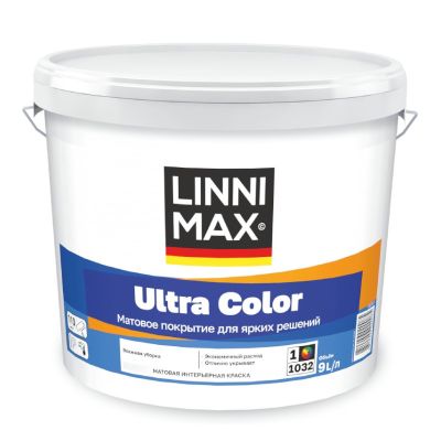Краска ВД для внутренних работ, 9 л/ 13,3 кг,  LINNIMAX Ultra Color/ Ультра Колор, База 1, Беларусь