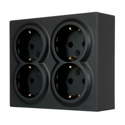 Розетка LETO 752-4200-127BDP 4-ая з/к черный бархат о/у Lezard 