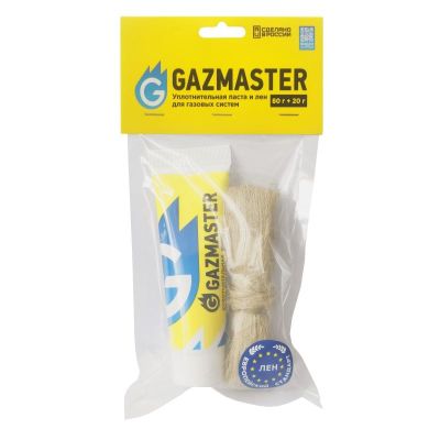 Комплект паста уплотнительная GAZMASTER (80 г)+лён ЕВРО (20 г)