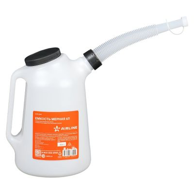 Мерная емкость PRO (лейка, 6.0 л.) для масла и технических жидкостей, резьбовая крышка ("AIRLINE") APFL006