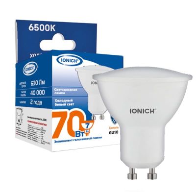 Лампа светодиодная IONICH MR16 (рефлектор) 7 Вт GU10 6500К 630 Лм 220в (1900)