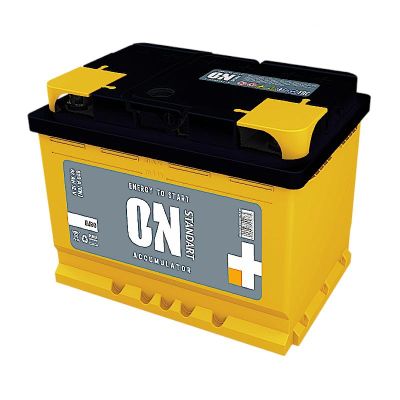 Аккумулятор 6СТ-62 R+ "ON Standart" зал., обр. поляр. (ОН) (желтый) (АКОМ)