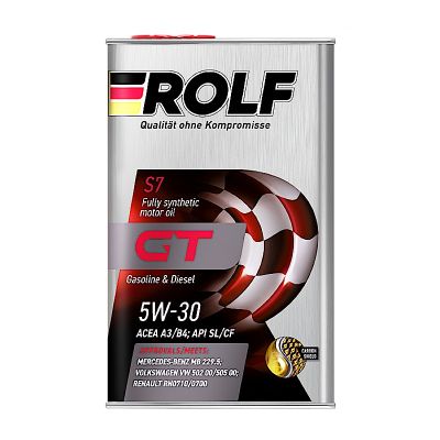 Масло моторное ROLF GT A3/B4 SAE 5W30, 1 л, API SL/CF, синтетическое, (двиг. бензиновый, дизельный), (мет. канистра)