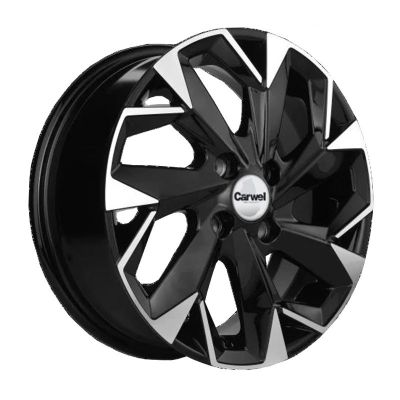 Диск литой Carwel Ильмень 1508 6,0Jx15 4/100 ET46 D54,1 ABT (черный глянцевый с полированной лицевой частью), без крепежа, (Карвел), (KIA RIO)