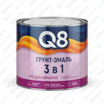 Грунт-эмаль 3 в 1 по ржавчине оранжевая,  1,8 кг, Formula Q8 (Формула Q8), Ростовская обл.