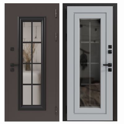 Дверь металлическая  110 мм  ТЕРМО БРЮССЕЛЬ 960 левая   (букле кварц/Веллюто Бьянко) Россия