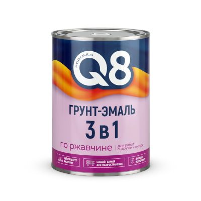 Грунт-эмаль 3 в 1 по ржавчине черная,  0,8 кг, Formula Q8 (Формула Q8), Ростовская обл.