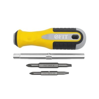 Отвертка с переставным жалом "Старт", CrV сталь, 6-в-1, стежень 115 мм, прорезиненная ручка 56223