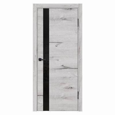 Дверное полотно "МОДЕЛЬ 45" ДО 600 мм, черное стекло , эко-шпон/арктик, "Терри", г. Вологда