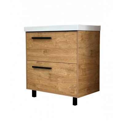 Комплект "МИШЕЛЬ 60/2 дов" (тумба+умывальник ARI 60) 800x600x400 мм, пленка ПВХ, дуб харбор