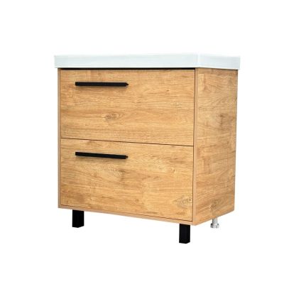 Комплект "МИШЕЛЬ 80/2 дов" (тумба+умывальник ARI 80) 800x800x400 мм, пленка ПВХ, дуб харбор