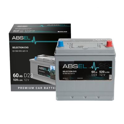 Аккумулятор 6СТ-60 R+ SLI ABSEL SELECTION EVO ASIA , зал. обр.поляр. япон. ст. (Китай) (Абсел)