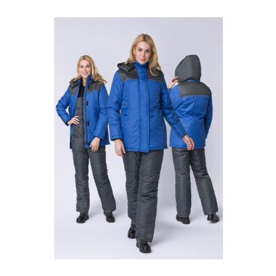 Куртка утепленная женская "Сакрин (Дюспо)", р. 48-50 (96-100) рост 5/6 (182-188), васильковый/т.серый