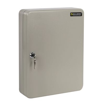 Шкафчик (ключница) на 140 ключей BRAUBERG 370×280×80 мм с замком +140 брелоков серый 290340