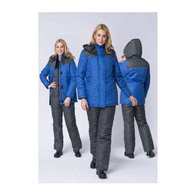 Куртка утепленная женская "Сакрин (Дюспо)", р. 48-50 (96-100) рост 3/4 (158-164), васильковый/т.серый