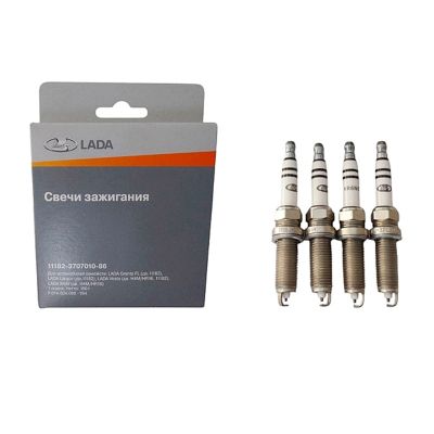 11182-3707010-86 КОМПЛЕКТ СВЕЧЕЙ ЗАЖИГАНИЯ (4 шт.) "АВТОВАЗ" ДЛИННАЯ ЮБКА ВАЗ-2180 ВЕСТА (двигатели H4M/HR16, 11182), ВАЗ-2190 FL, ЛАРГУС (двигатель 11182), Х-РЭЙ (двигатели H4M/HR16)  