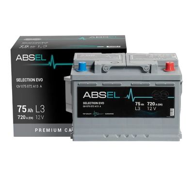 Аккумулятор 6СТ-75 R+ SLI ABSEL SELECTION EVO зал. обр.поляр. (Китай) (Абсел)