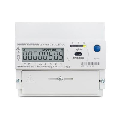 Эл. счетчик трехфазный CE308 R34.749.OA.QYUVLFZ SPds 5(80)А, ЖКИ, мн.т, DIN-рейка, Энергомера