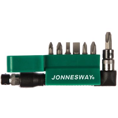 Комплект вставок-бит 1/4"DR, SL4,7, PH1,2,3, PZ1,2, c Г-образным приводом, 8 предметов, Jonnesway S08H208S
