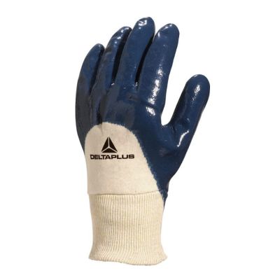 Перчатки нитриловые "NI150 DeltaPlus" манжет-резинка частичное покрытие р.09/L цв.синий