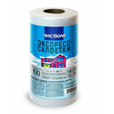 Салфетки вискозные в рулоне 23 х 20см, 100 шт.  С006/16 Чистюля