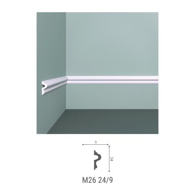 Молдинг 24x9x2000 мм, экструдированный, белый, М26, bello-deco