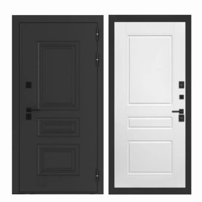 Дверь металлическая  ЭЛЬБРУС ТЕРМО 3  860 правая  (графит букле/МДФ белый матовый) "Феррони" Россия