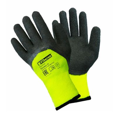 Перчатки утепленные "Ледоруб Плюс" акрил, вспененное латексное покрытие, в и/у,  р.10(XL) цв.желтый/черный FIBERON