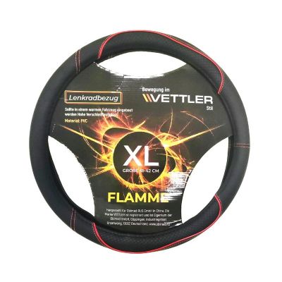 ОПЛЕТКА НА РУЛЬ (41-42 см) экокожа / черно-красный (Газель) "VETTLER FLAMME" (19157)
