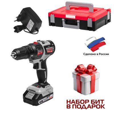 ДРЕЛЬ-шуруповерт бесщеточный аккум-Li-ion ДА-10/18В 44  (МультиМАКС18+МультиБОКС+Набор бит) 2акк 2,5 А/ч,  Интерскол, арт 755.2.1.47